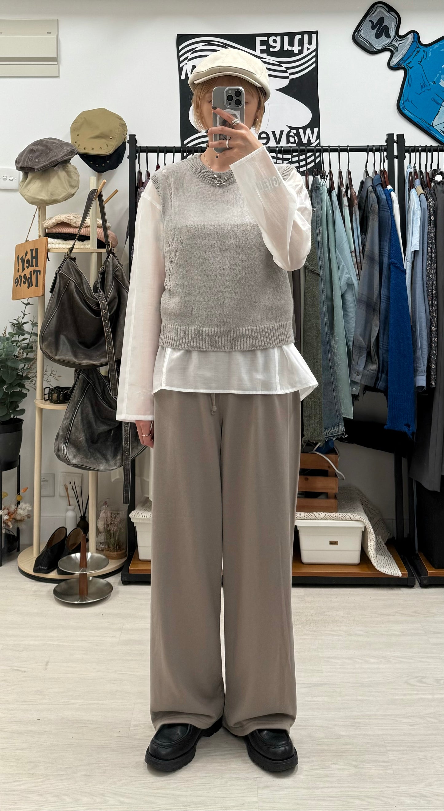 summer sale-cozy knit vest(light grey)