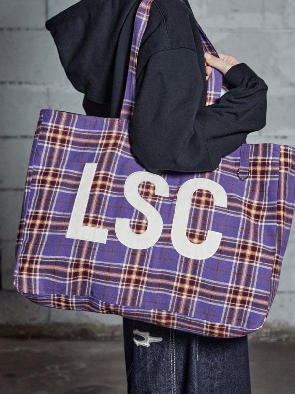 (韓國代購)LSC REVERSIBLE CHECK LOGO BIG ECO BAG (BLACK)(官方22/9後出貨)