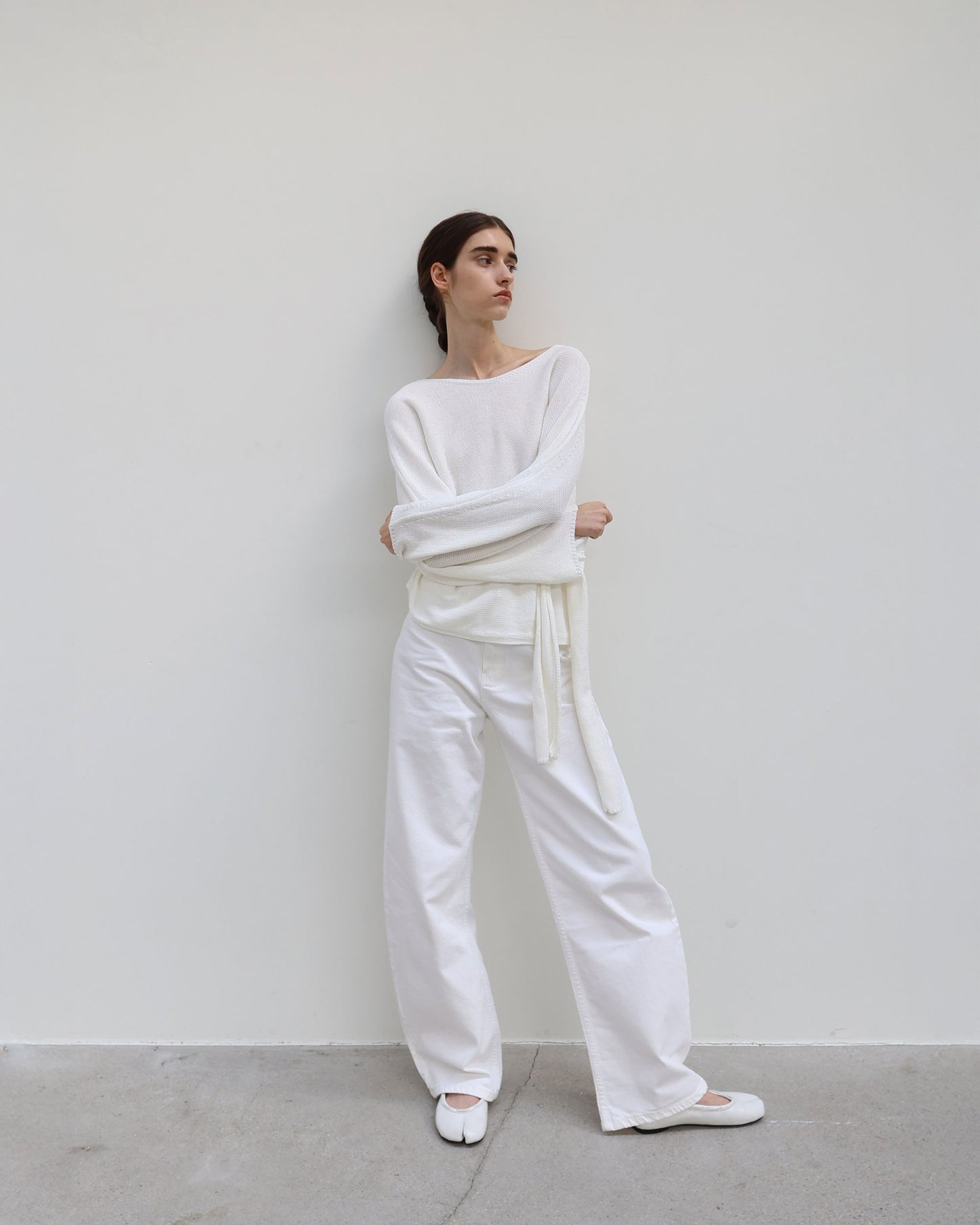 (韓國代購)PAES Leather String Flat ( Vintage White)(225-260)