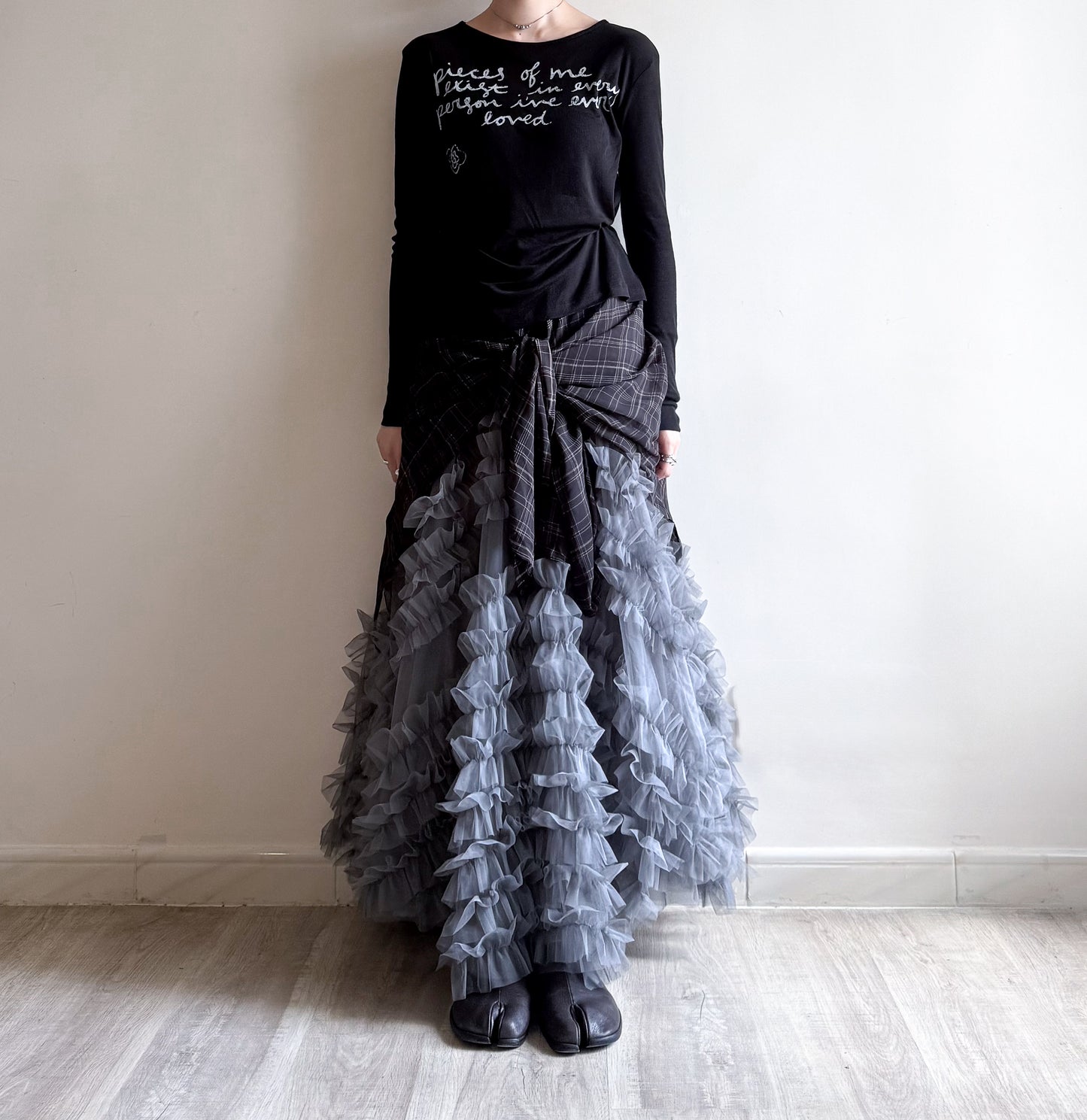 volume sheer cake skirt(black/grey) (現貨)