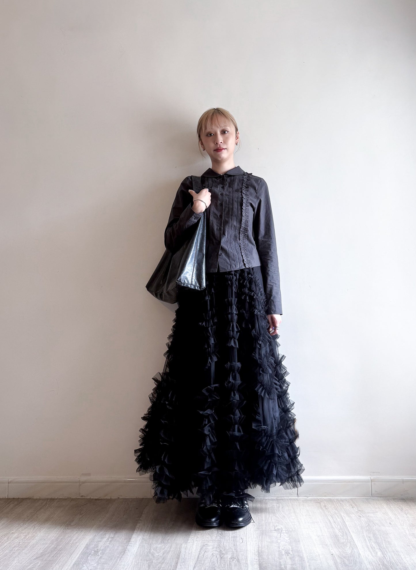 volume sheer cake skirt(black/grey) (現貨)