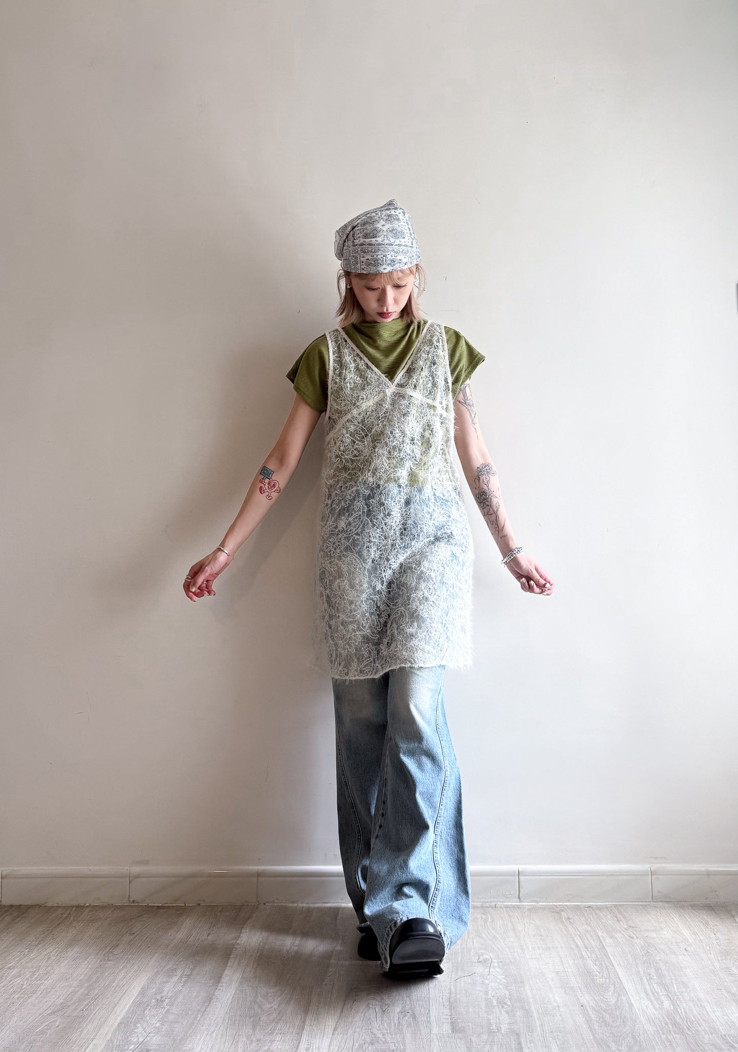 feather vest(ivory/brown) (現貨)