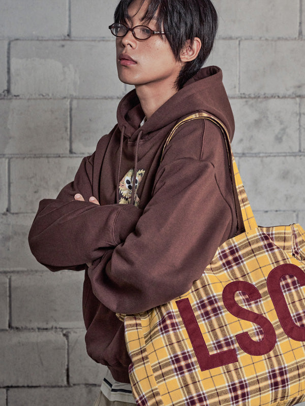 (韓國代購)LSC REVERSIBLE CHECK LOGO BIG ECO BAG (BROWN)(官方22/9後出貨)