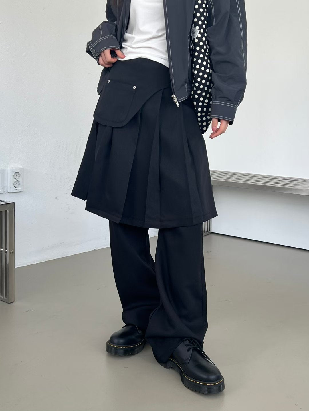 pleated skirt pants(black)(現貨)