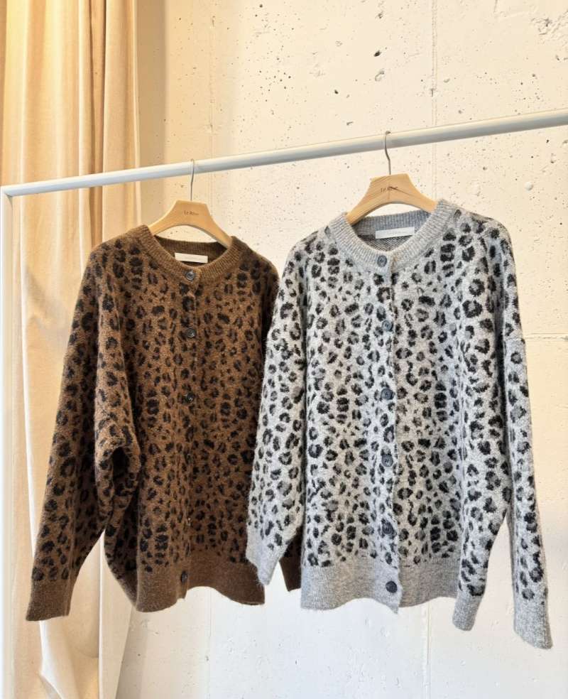 leopard cardigan(grey) 現貨
