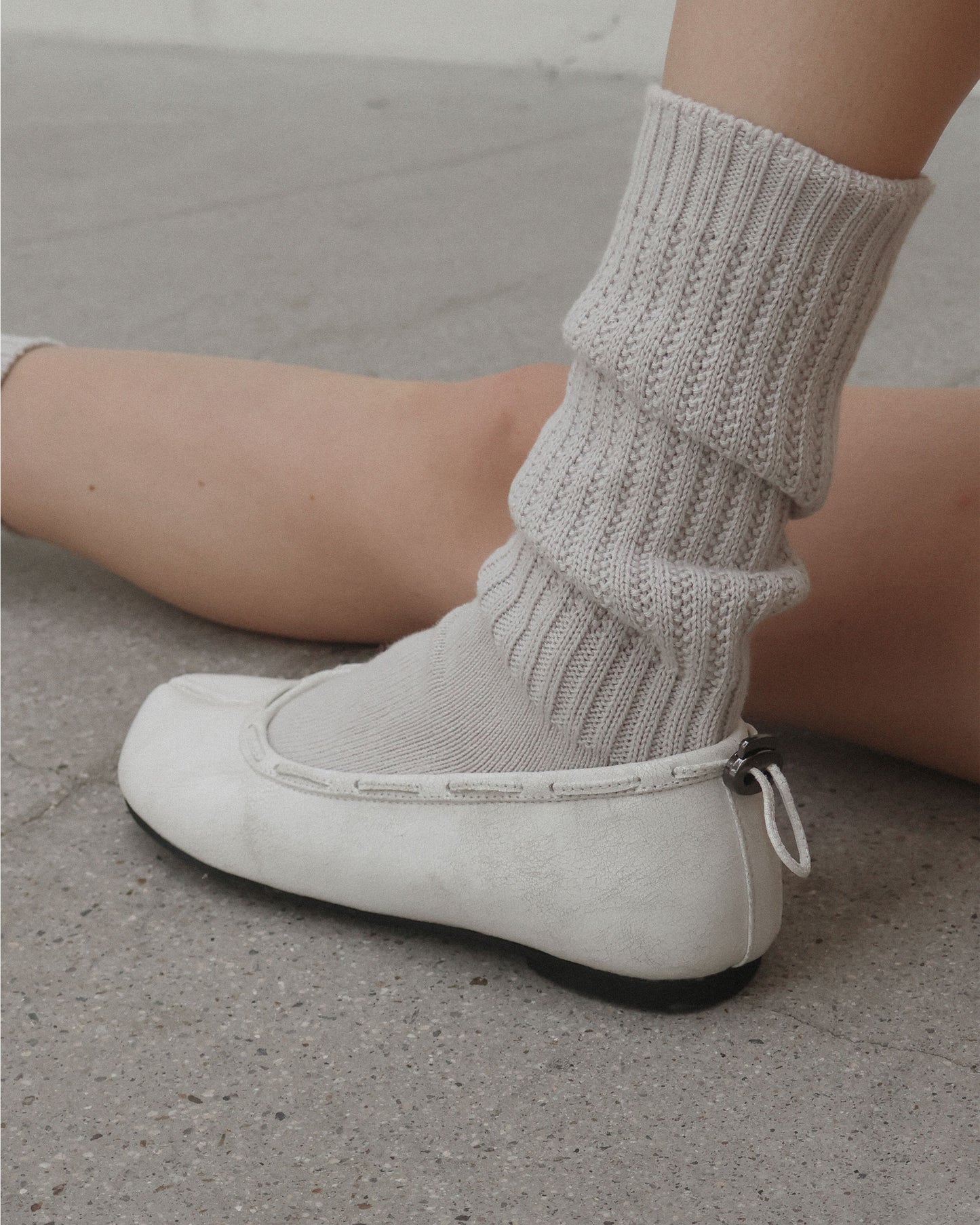 (韓國代購)PAES Leather String Flat ( Vintage White)(225-260)