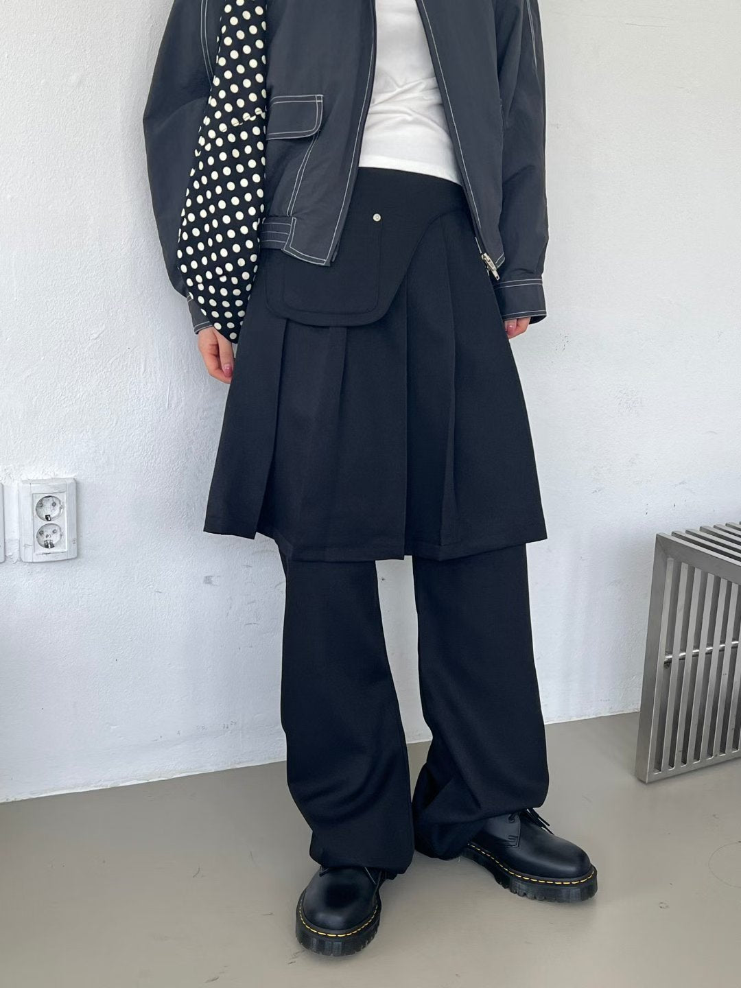 pleated skirt pants(black)(現貨)