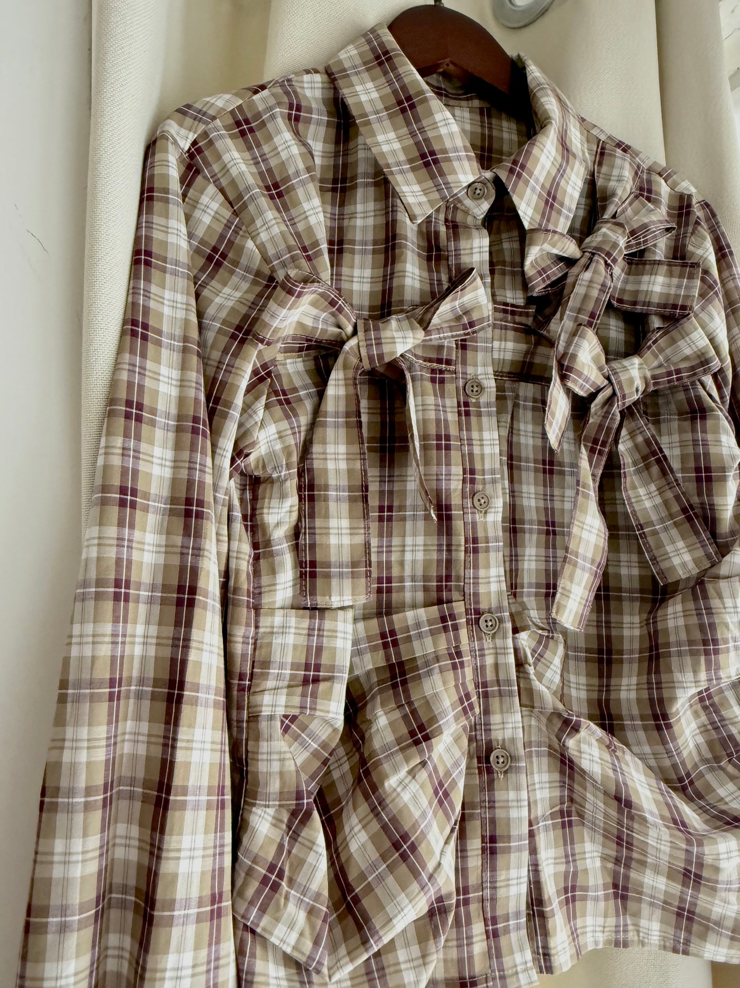 summer sale-spring checker shirt(brown)
