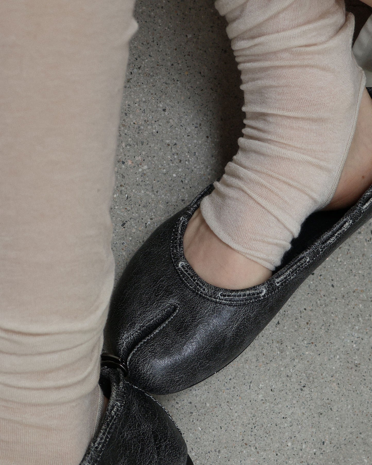 (韓國代購)PAES Leather String Flat ( Vintage Black)(225-260)
