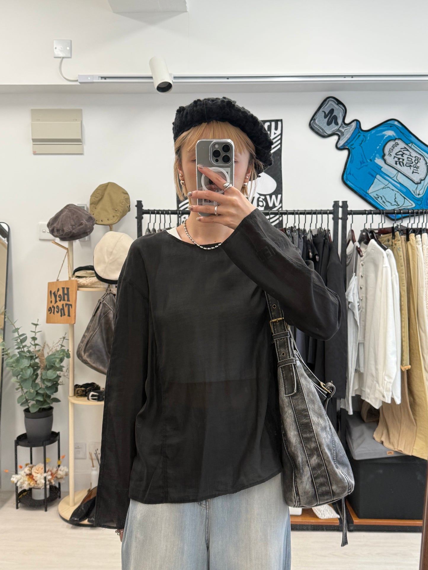 summer sale- sheer blouse(black)