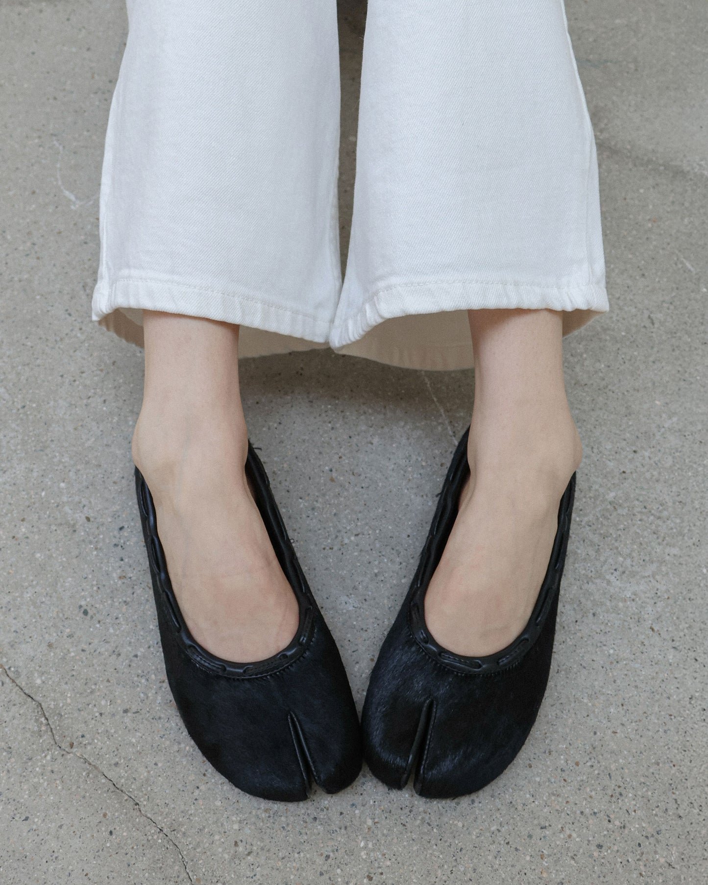 (韓國代購)PAES Calf String Flat ( Calf Hair Black ) (225-255)
