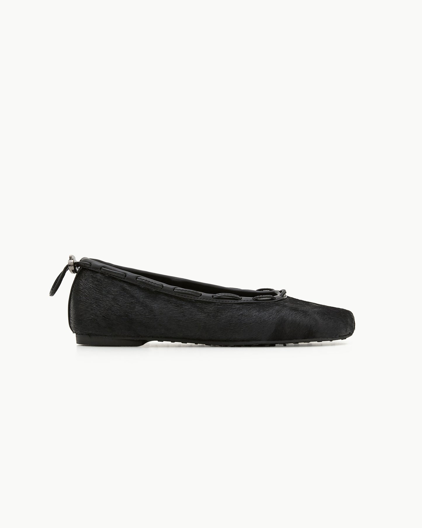 (韓國代購)PAES Calf String Flat ( Calf Hair Black ) (225-255)
