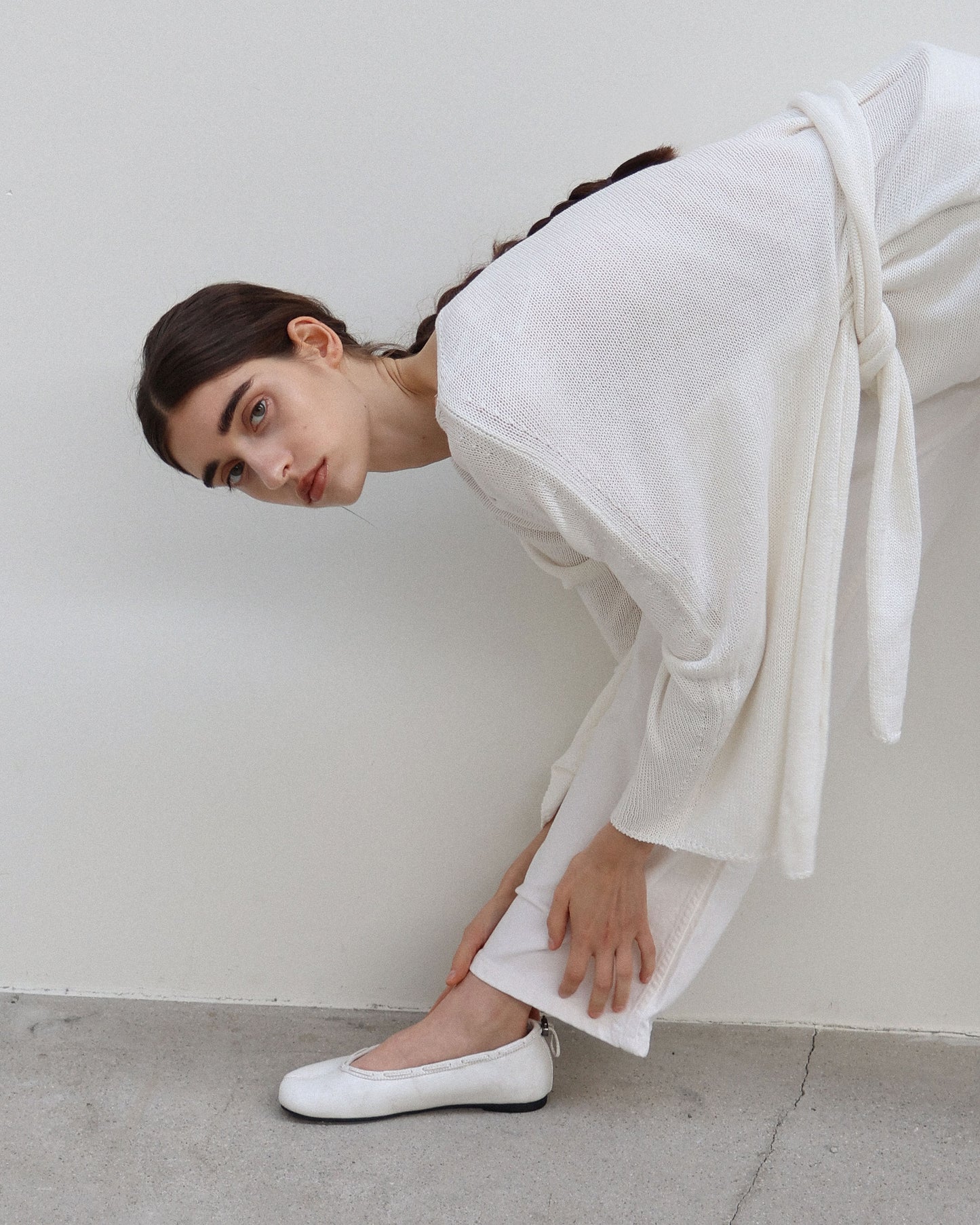 (韓國代購)PAES Leather String Flat ( Vintage White)(225-260)