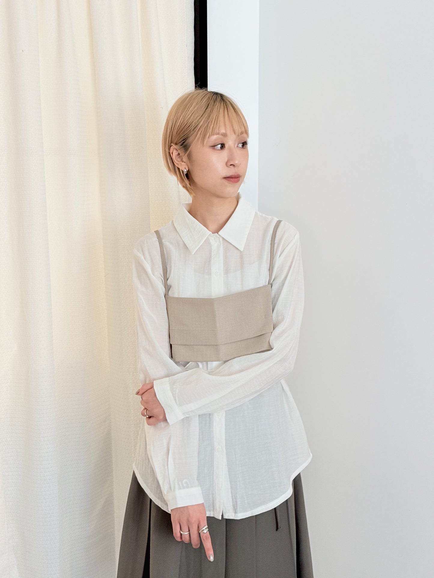 summer sale-gathered shirt(blue)