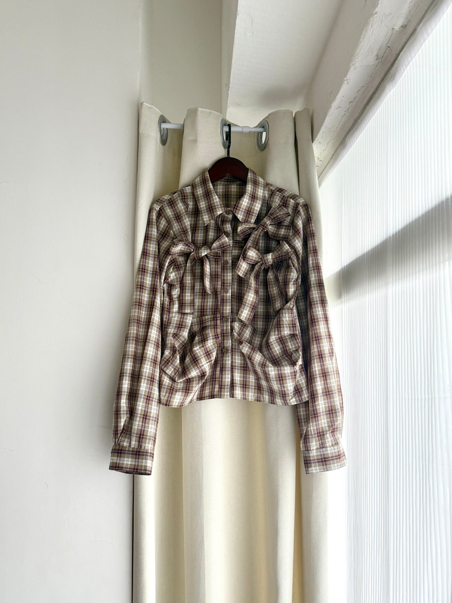summer sale-spring checker shirt(brown)