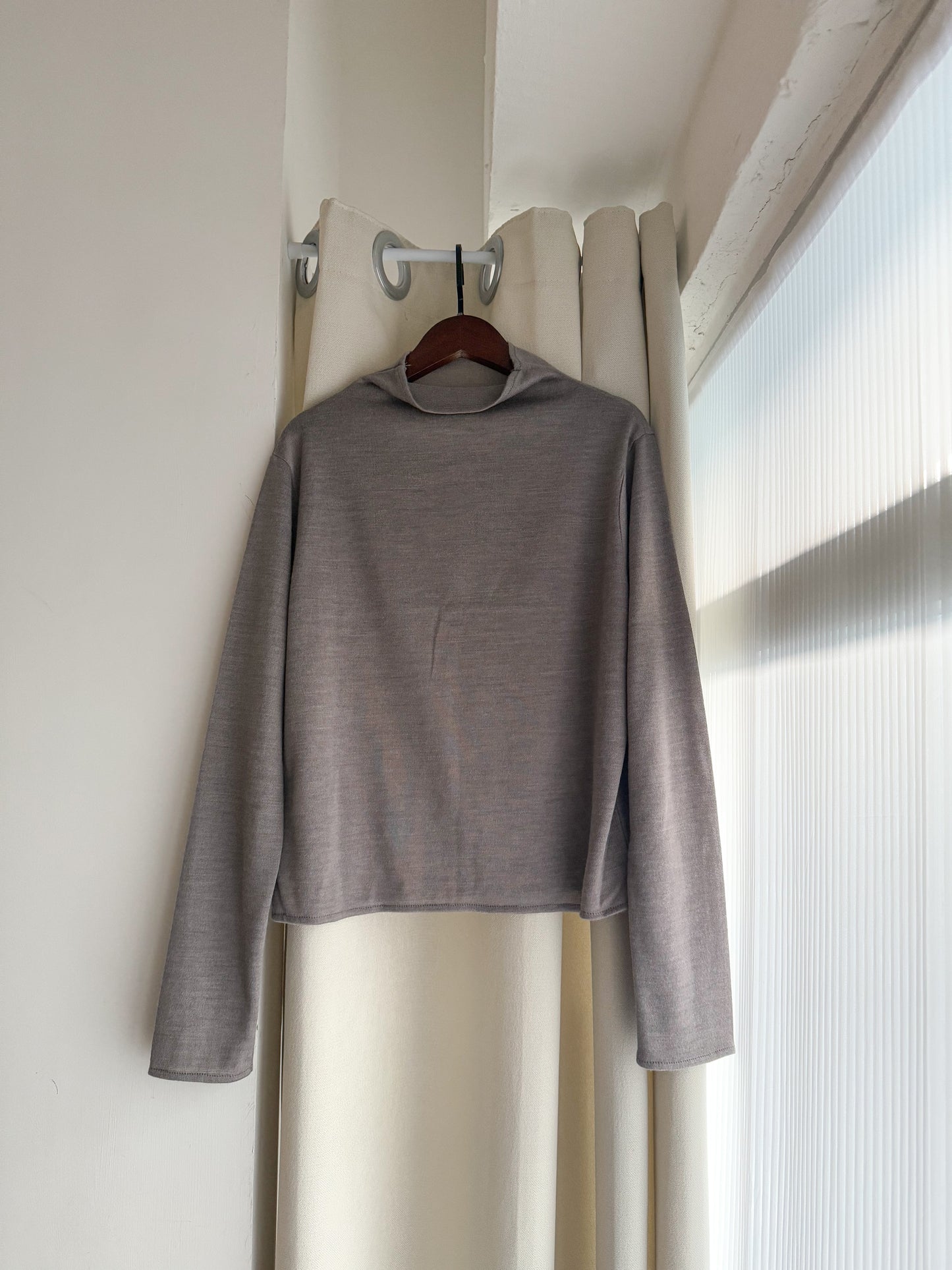 high neck wool top(grey)