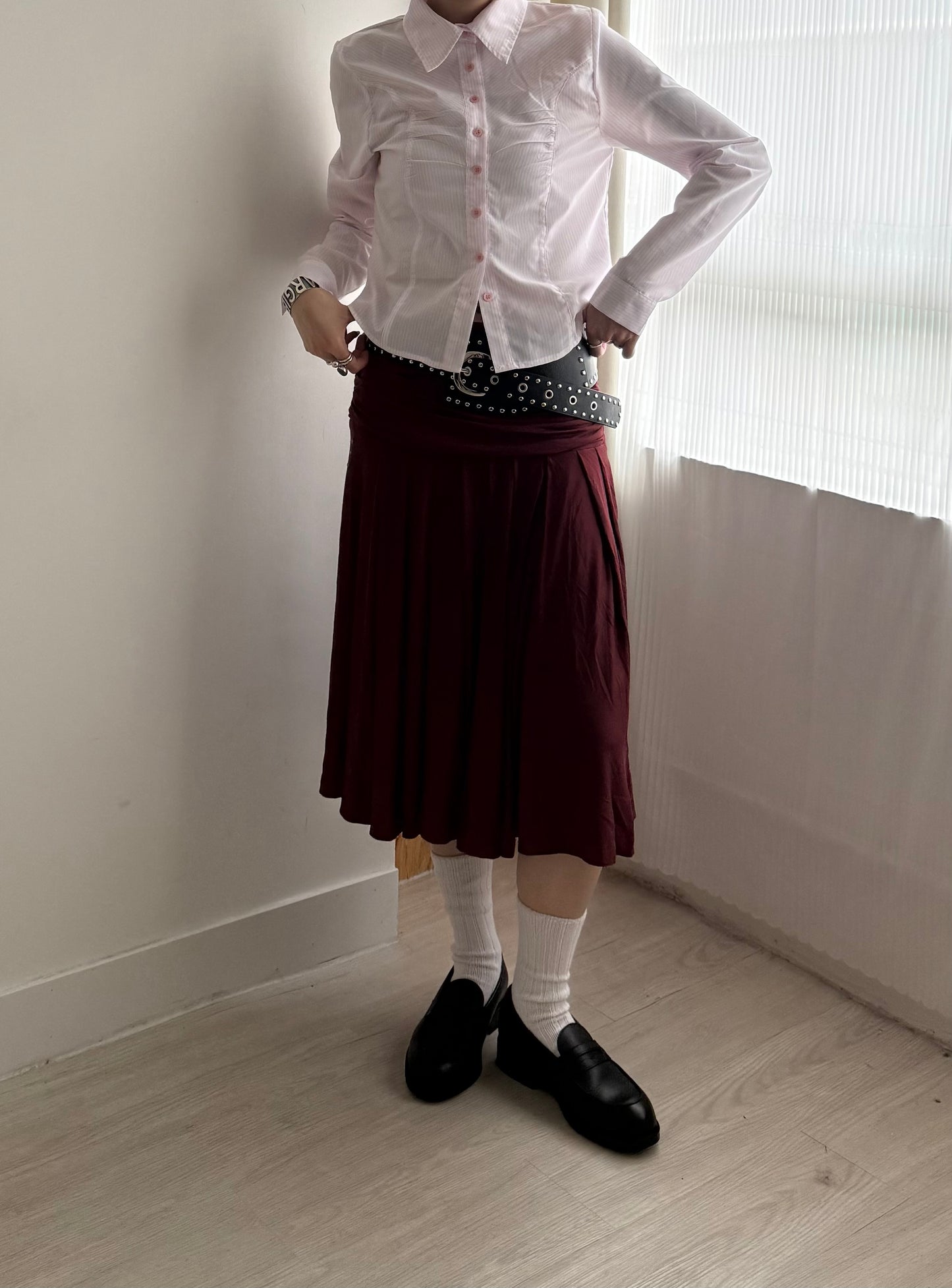 wide faux belt(brown/black)