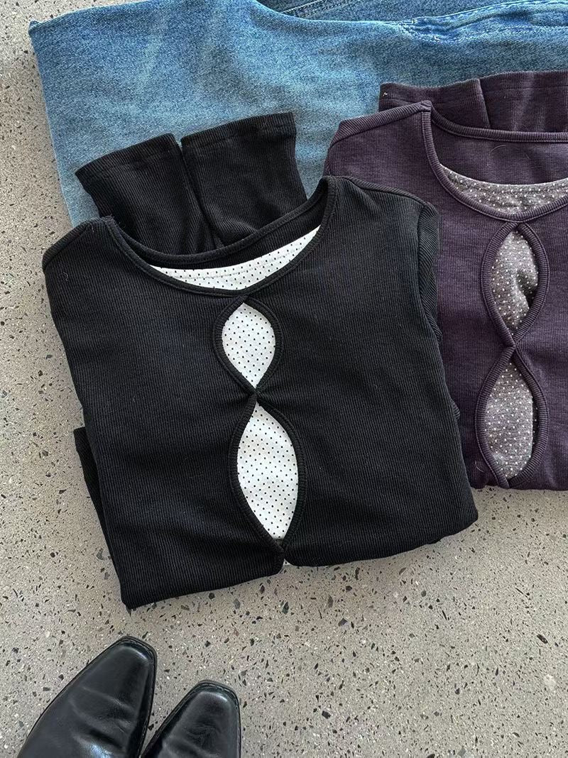 cut out tee(black/purple)