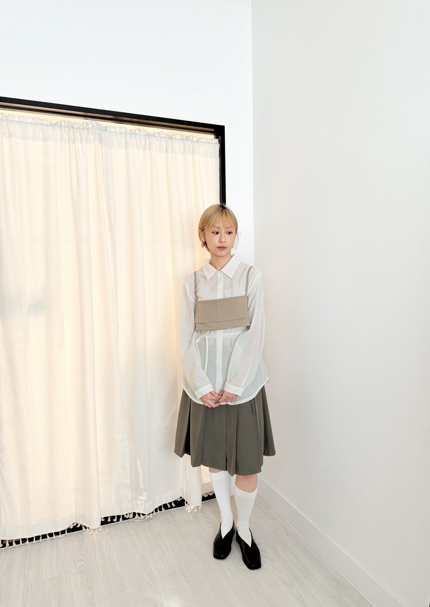 summer sale-gathered shirt(blue)