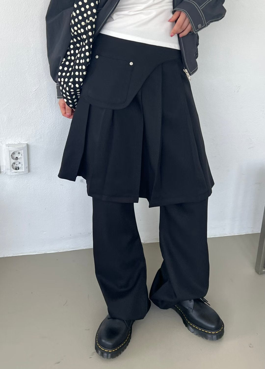 pleated skirt pants(black)(現貨)