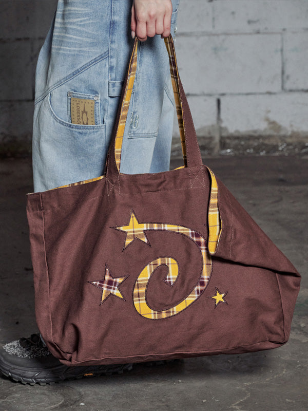 (韓國代購)LSC REVERSIBLE CHECK LOGO BIG ECO BAG (BROWN)(官方22/9後出貨)
