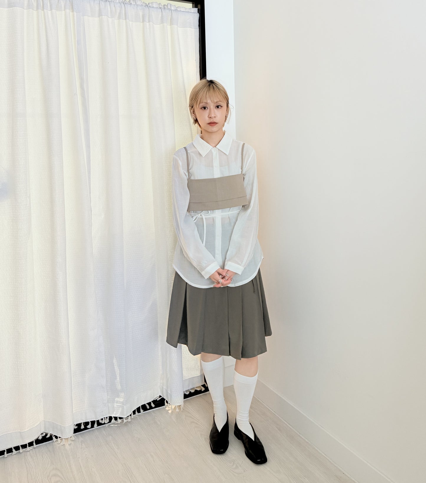 summer sale-gathered shirt(blue)