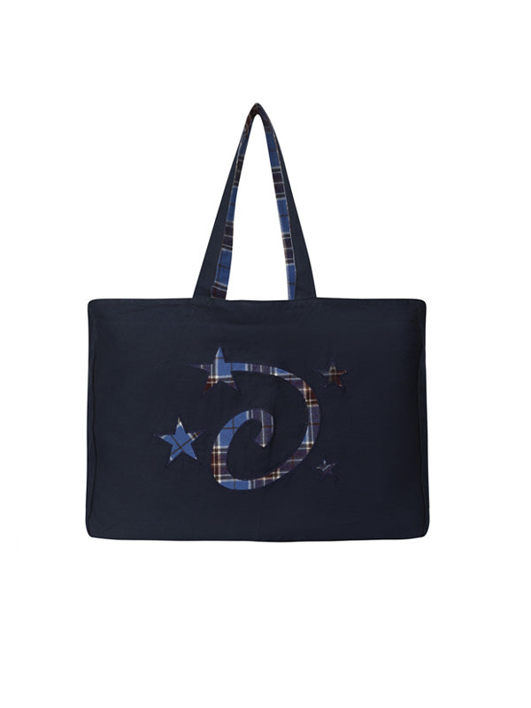 (韓國代購)LSC REVERSIBLE CHECK LOGO BIG ECO BAG (NAVY)(官方22/9後出貨)