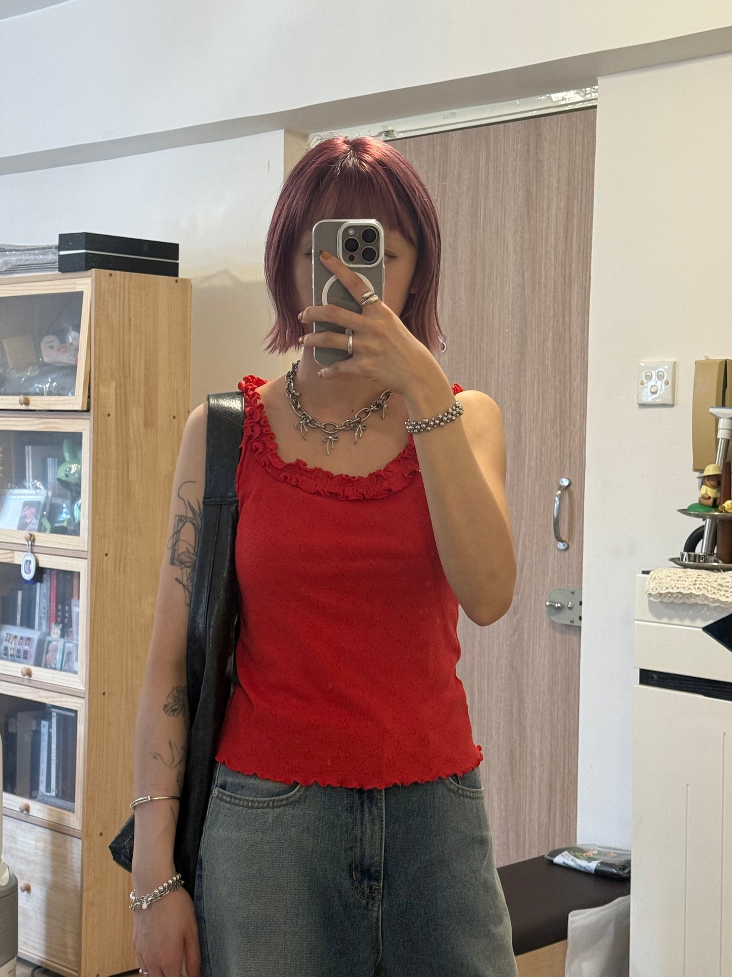 ruffle vest(red/ivory/black) 現貨