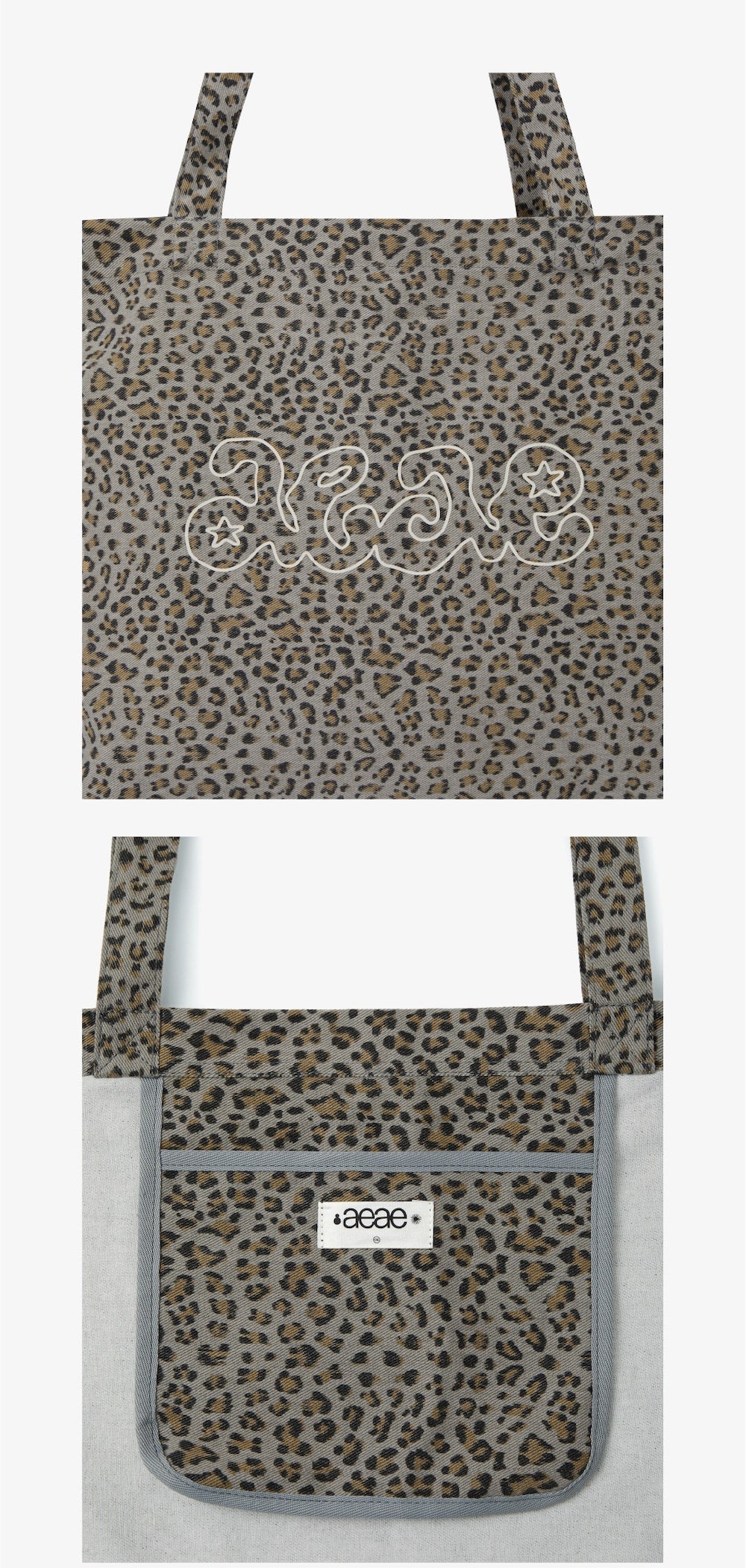 (韓國代購)AEAE breeze tote bag(leopard grey/flower charcoal)