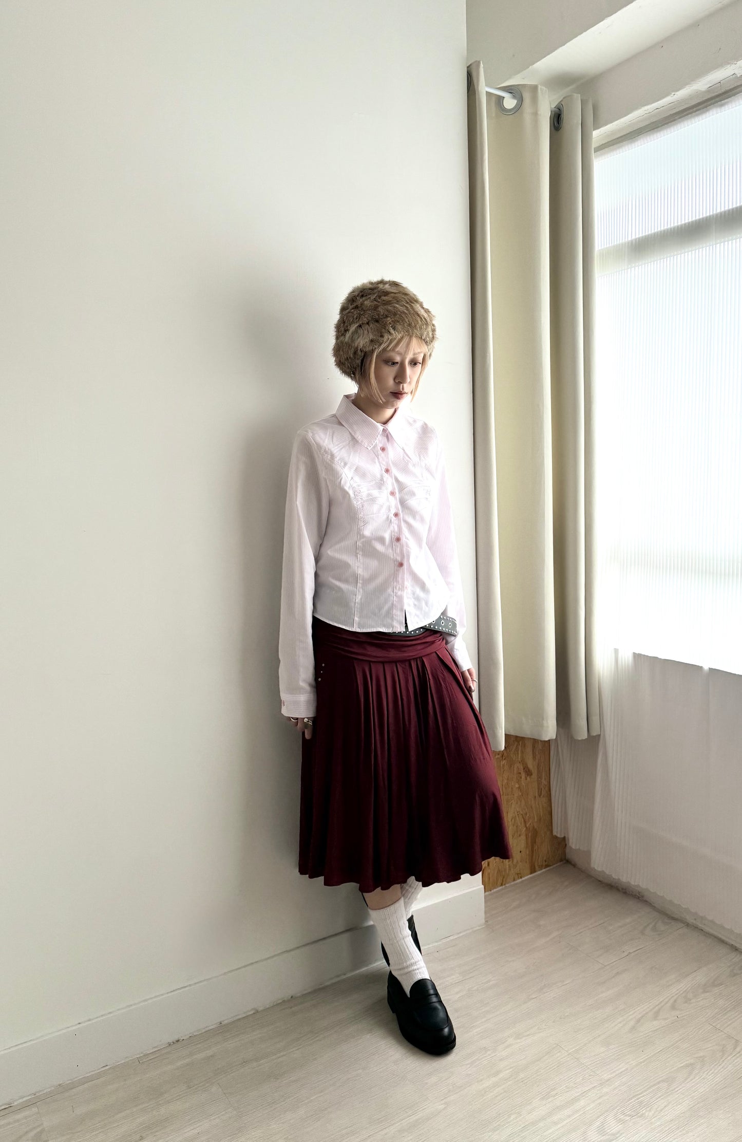 summer sale-striped slim shirt(grey)