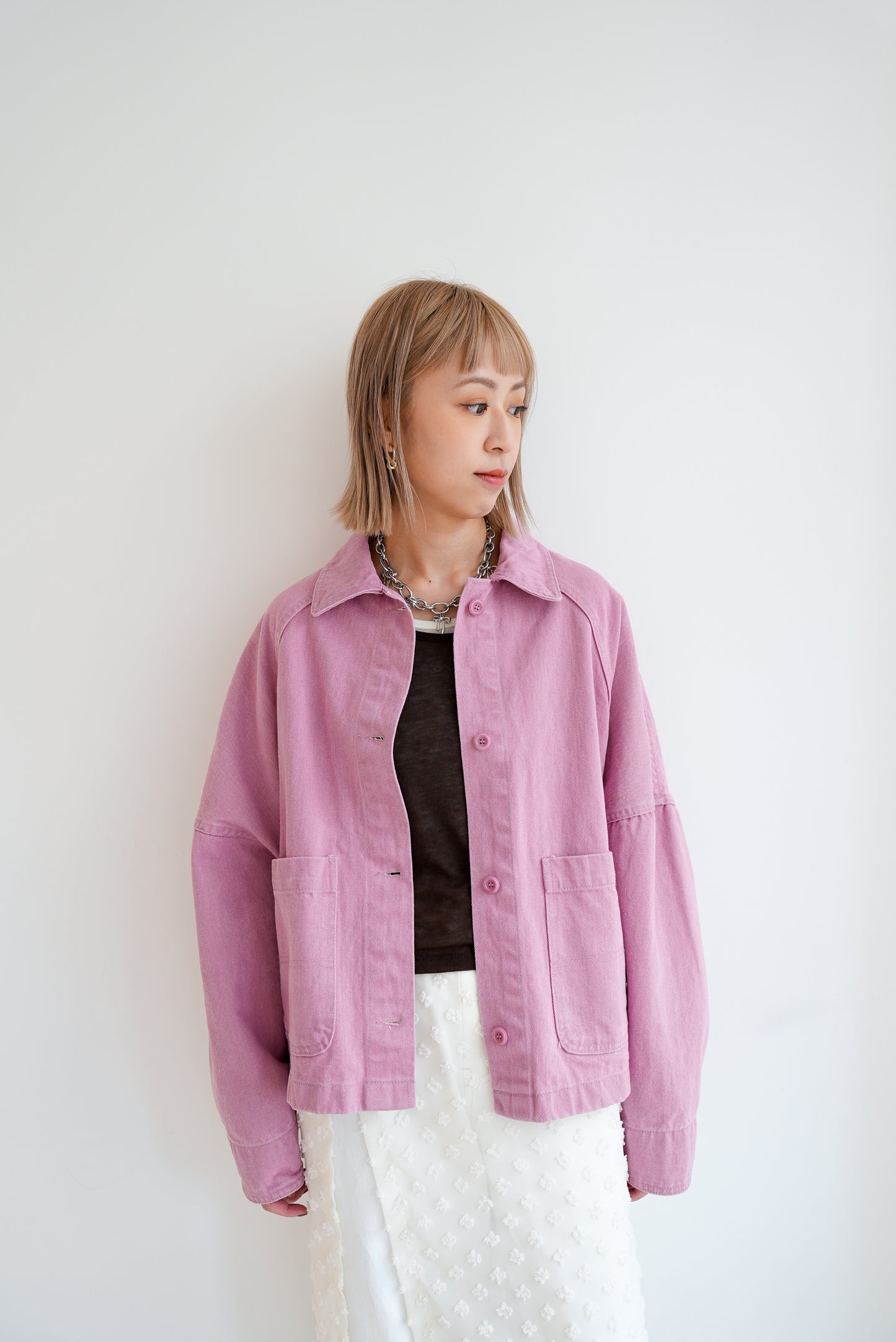 dusty pink jacket