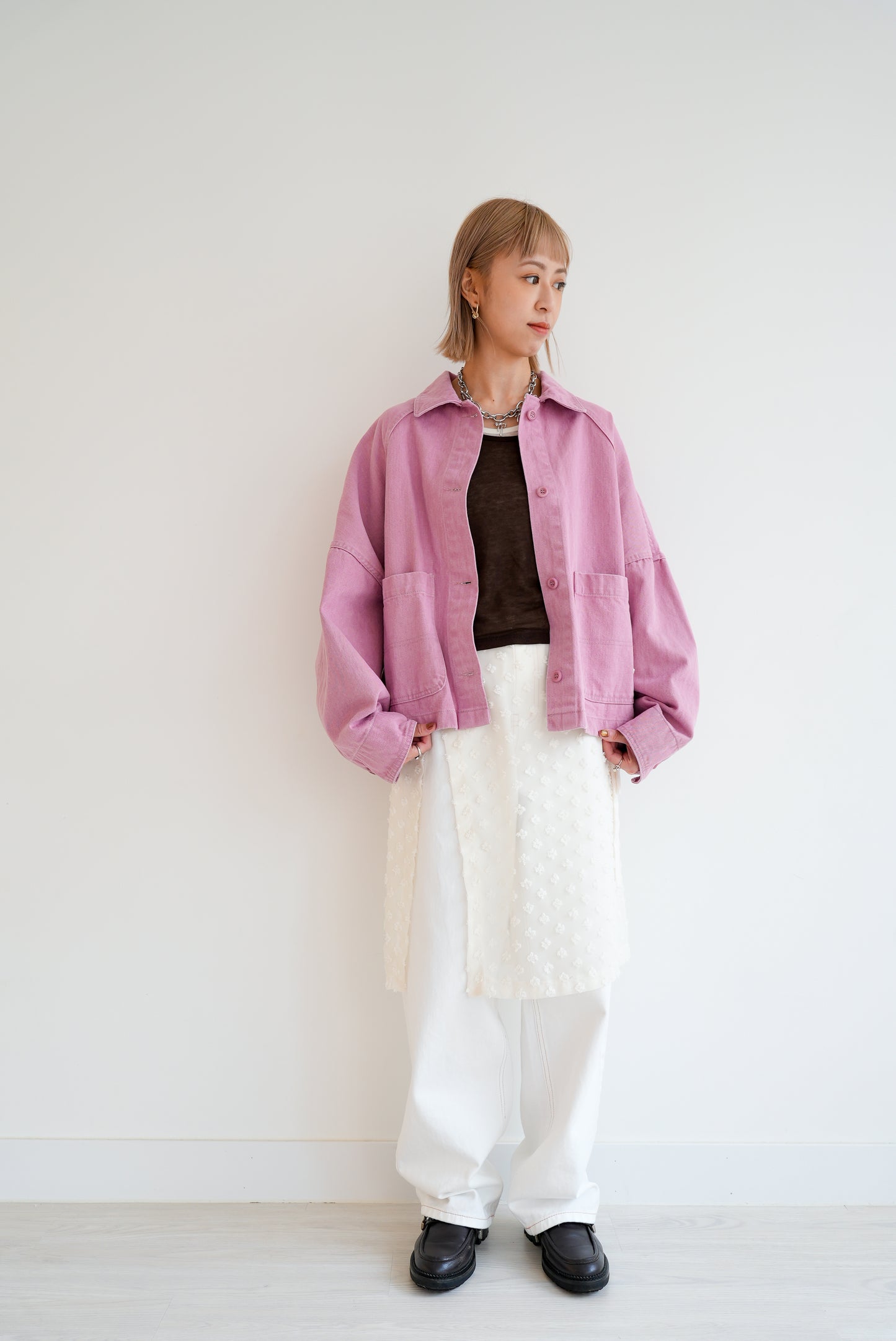 dusty pink jacket