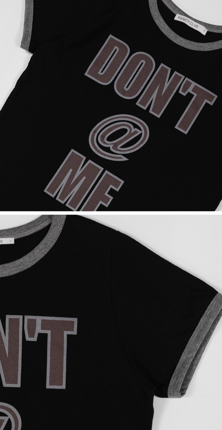 (韓國代購)FANCY CLUB DON'T@ME RINGER TEE (BLACK/MARINE BLUE)