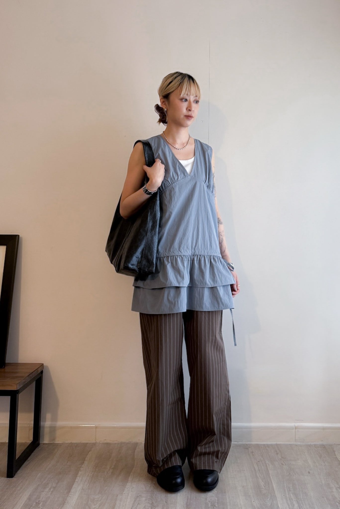 summer striped wide pants(black/brown) 現貨