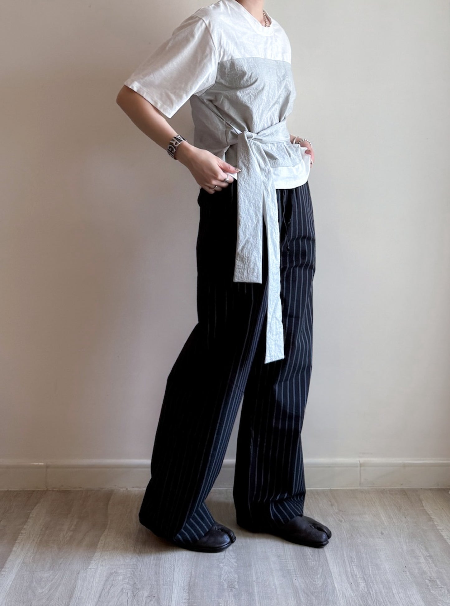 summer striped wide pants(black/brown) 現貨