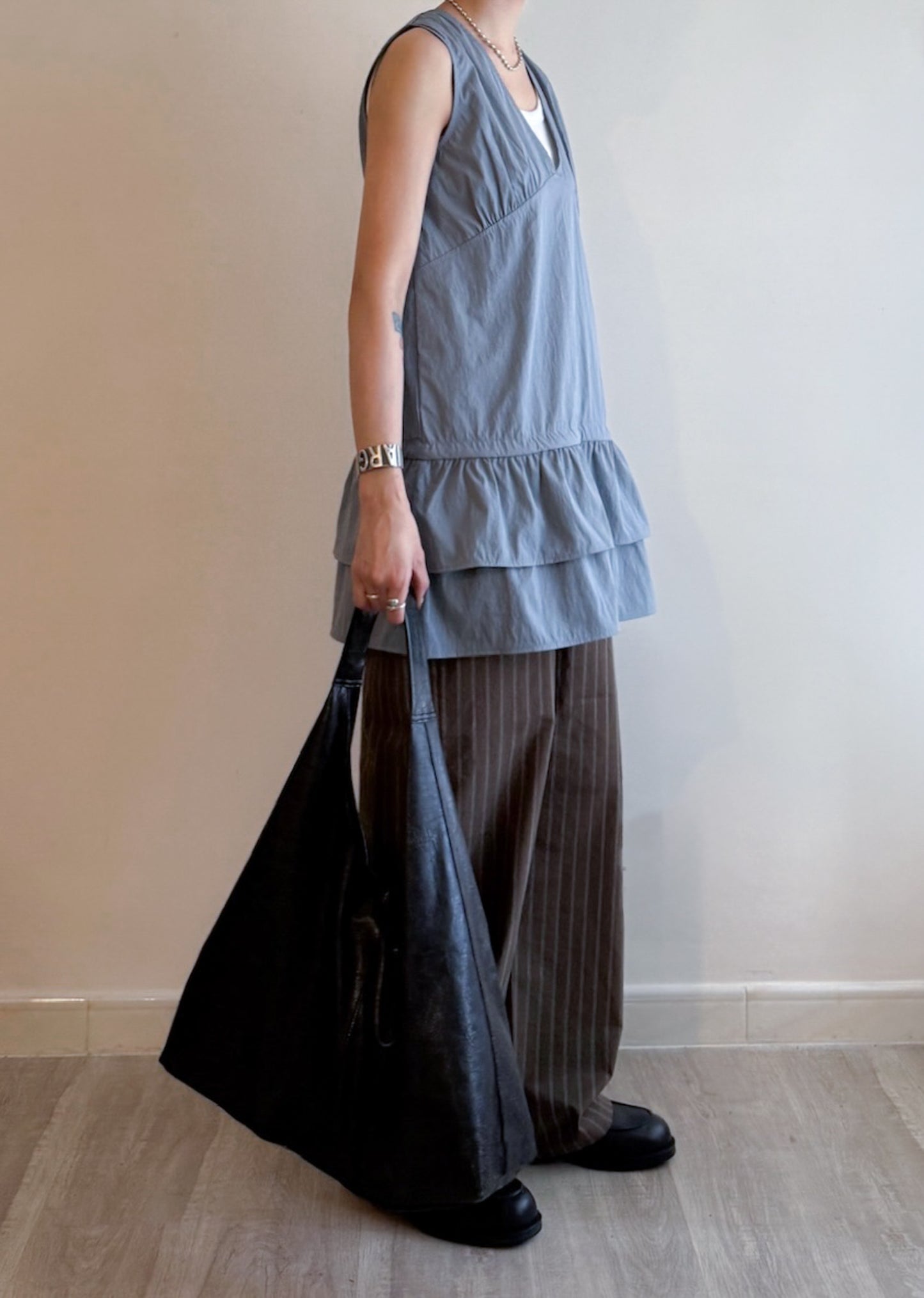 summer striped wide pants(black/brown) 現貨