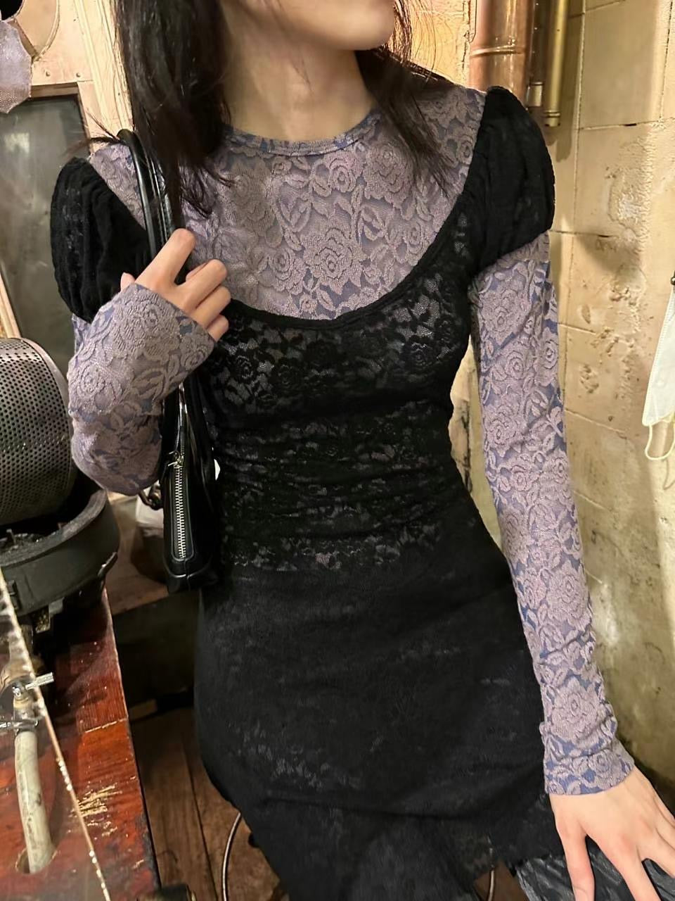 anne lace top(black)