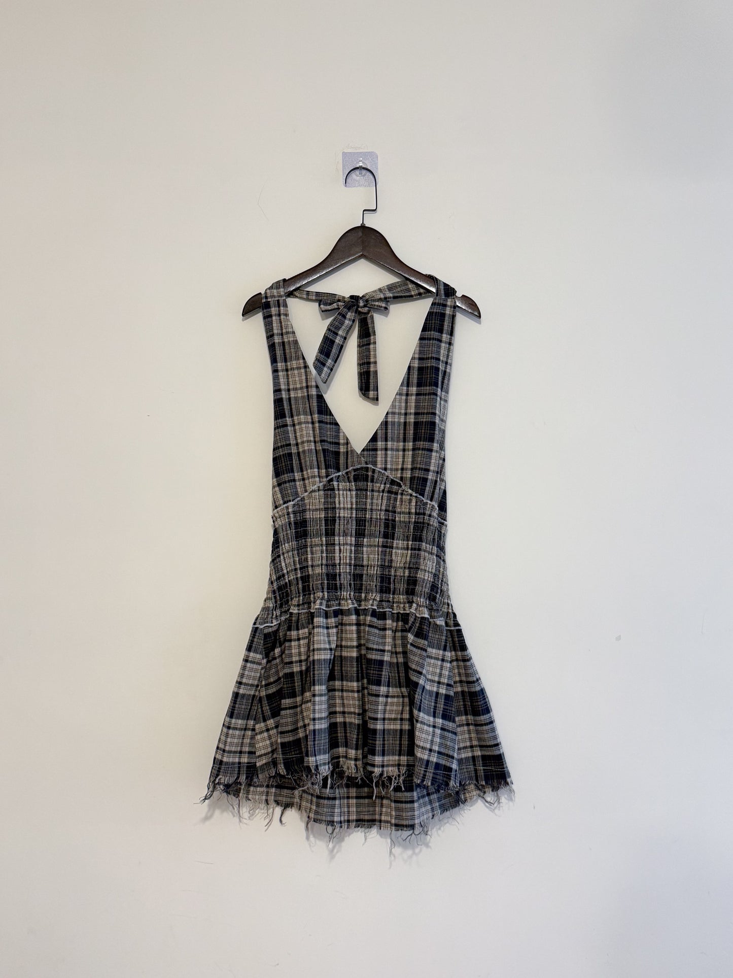 fringed checker vest(navy/red) 現貨
