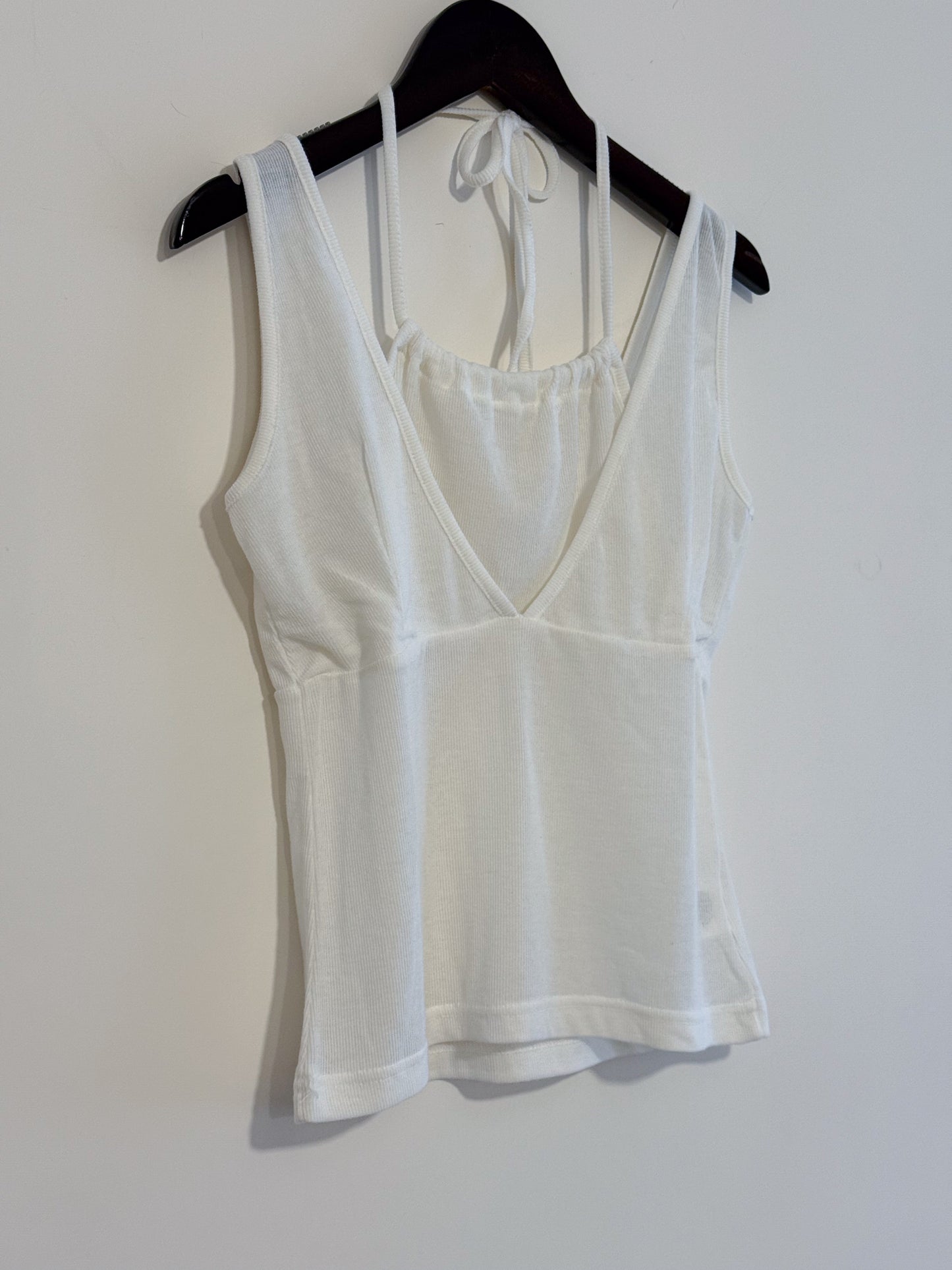 double neck tank top(ivory/charcoal) 夏天must have items! 現貨