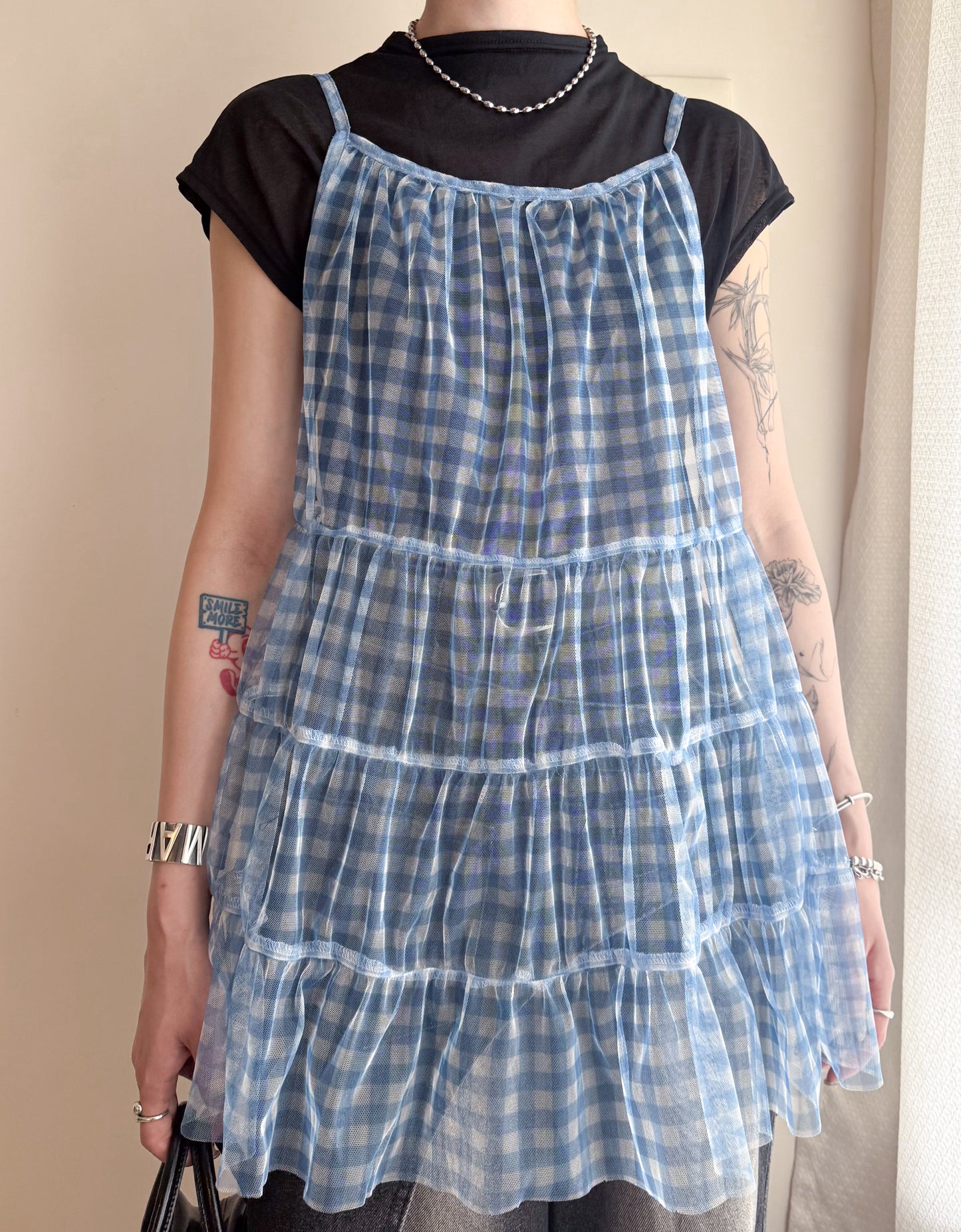 summer sale-baby blue checker vest