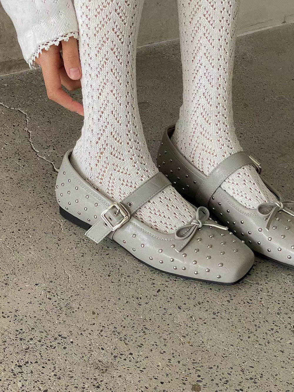 ribbon mary jane shoes(black/grey)(230-250) (PRE-ORDER)