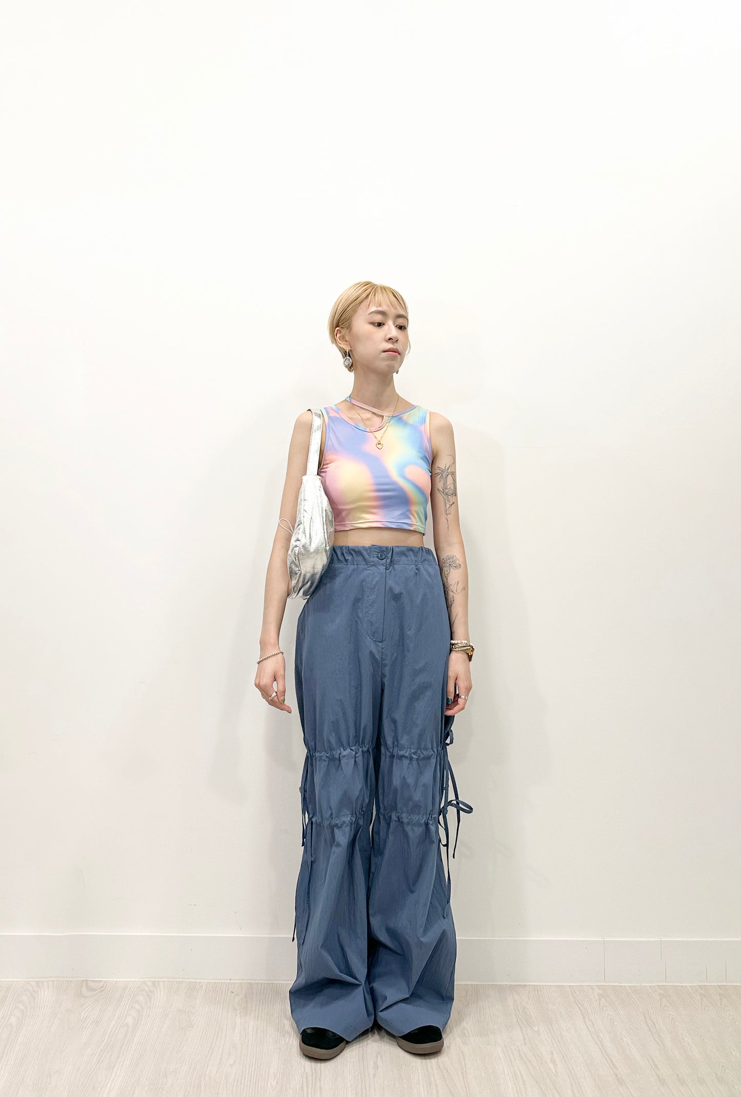 summer sale- rainbow crop swim top
