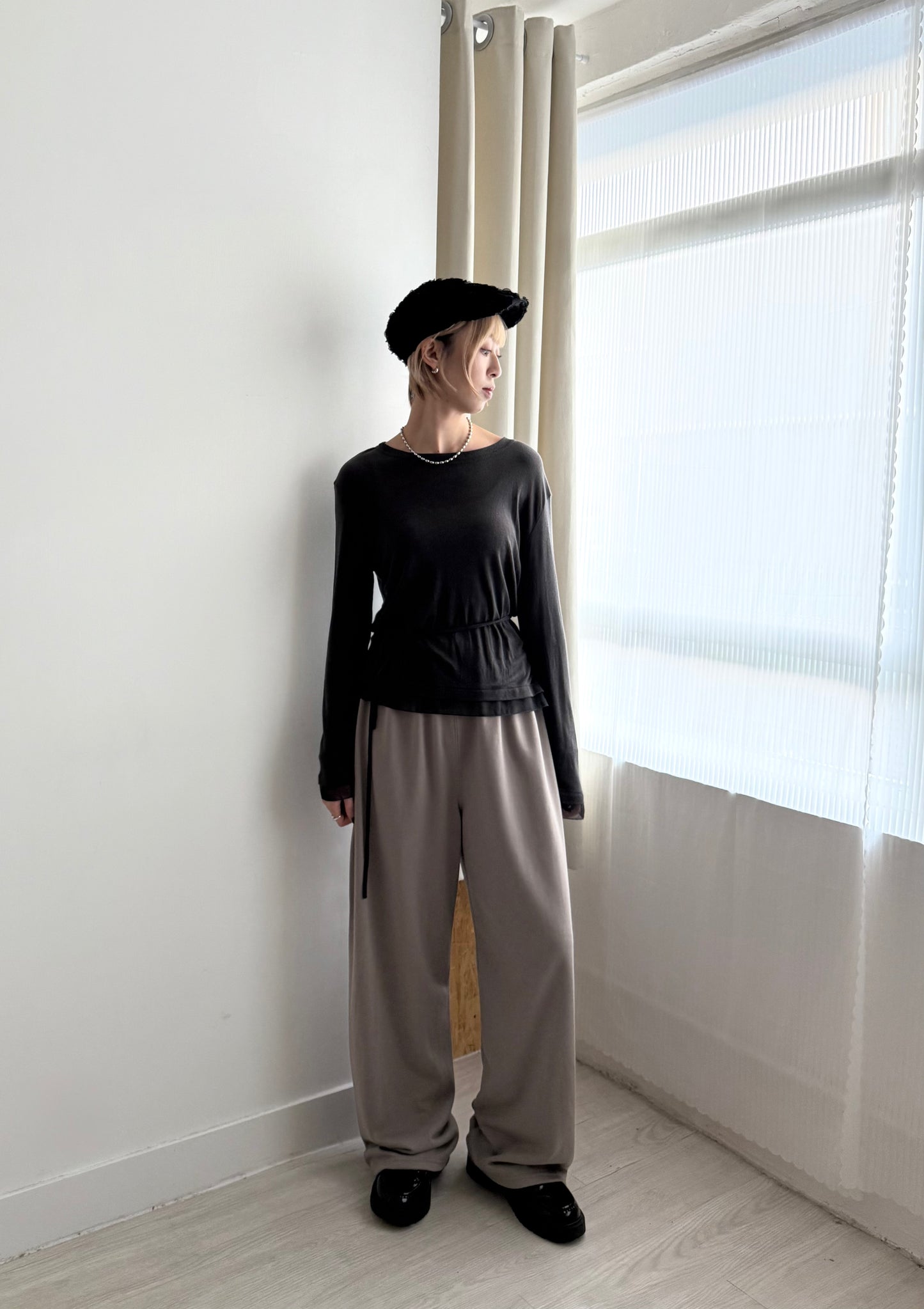 summer sale-essential soft pants(beige/grey)