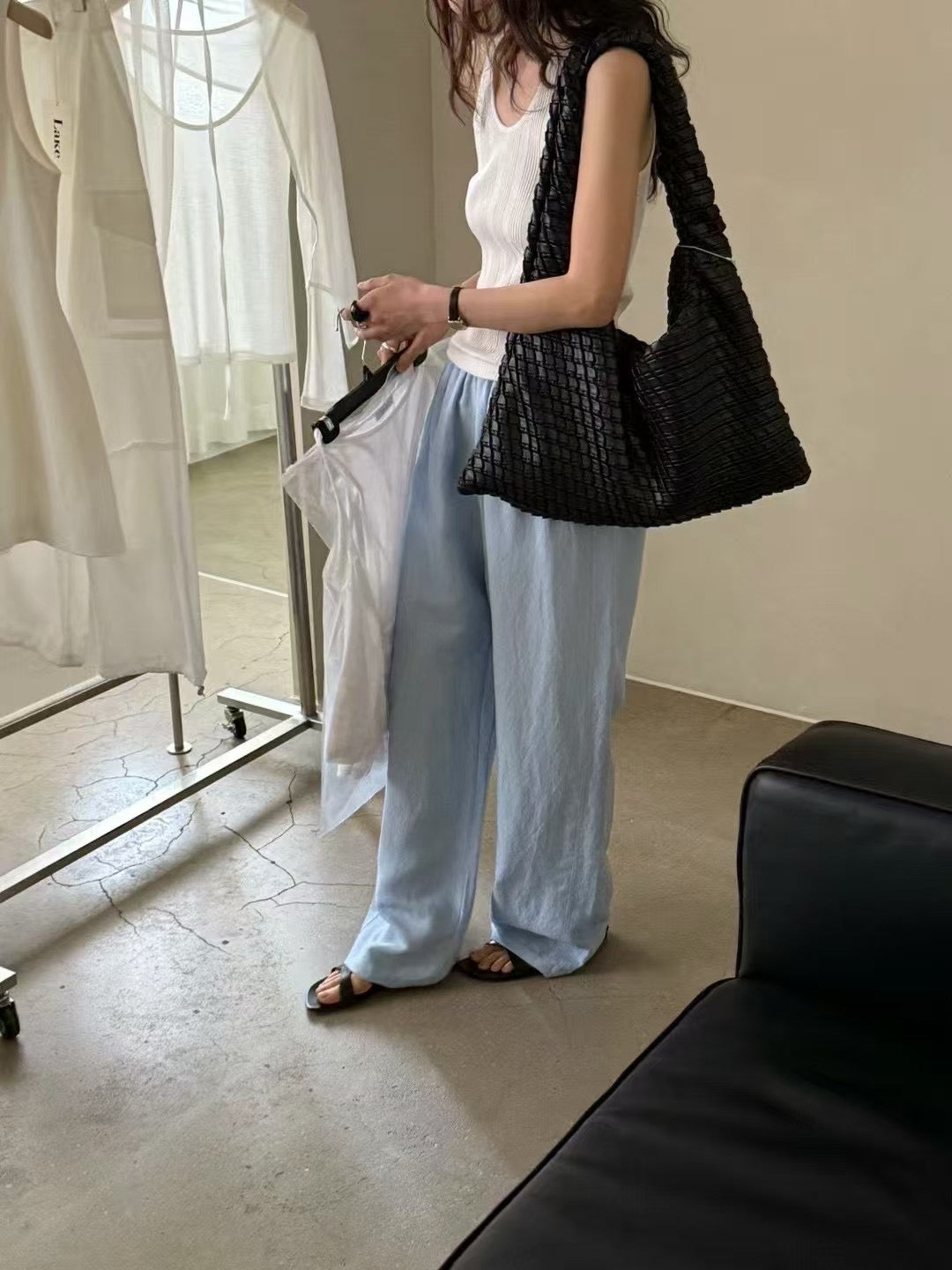 Linen cool pants(light blue/brown/black)現貨