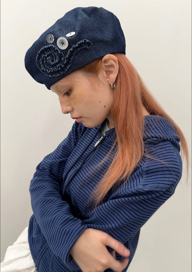(韓國代購)typeservice buttoned ruffle beret hat