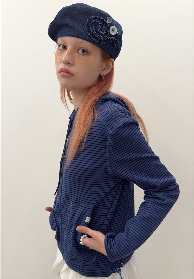(韓國代購)typeservice buttoned ruffle beret hat