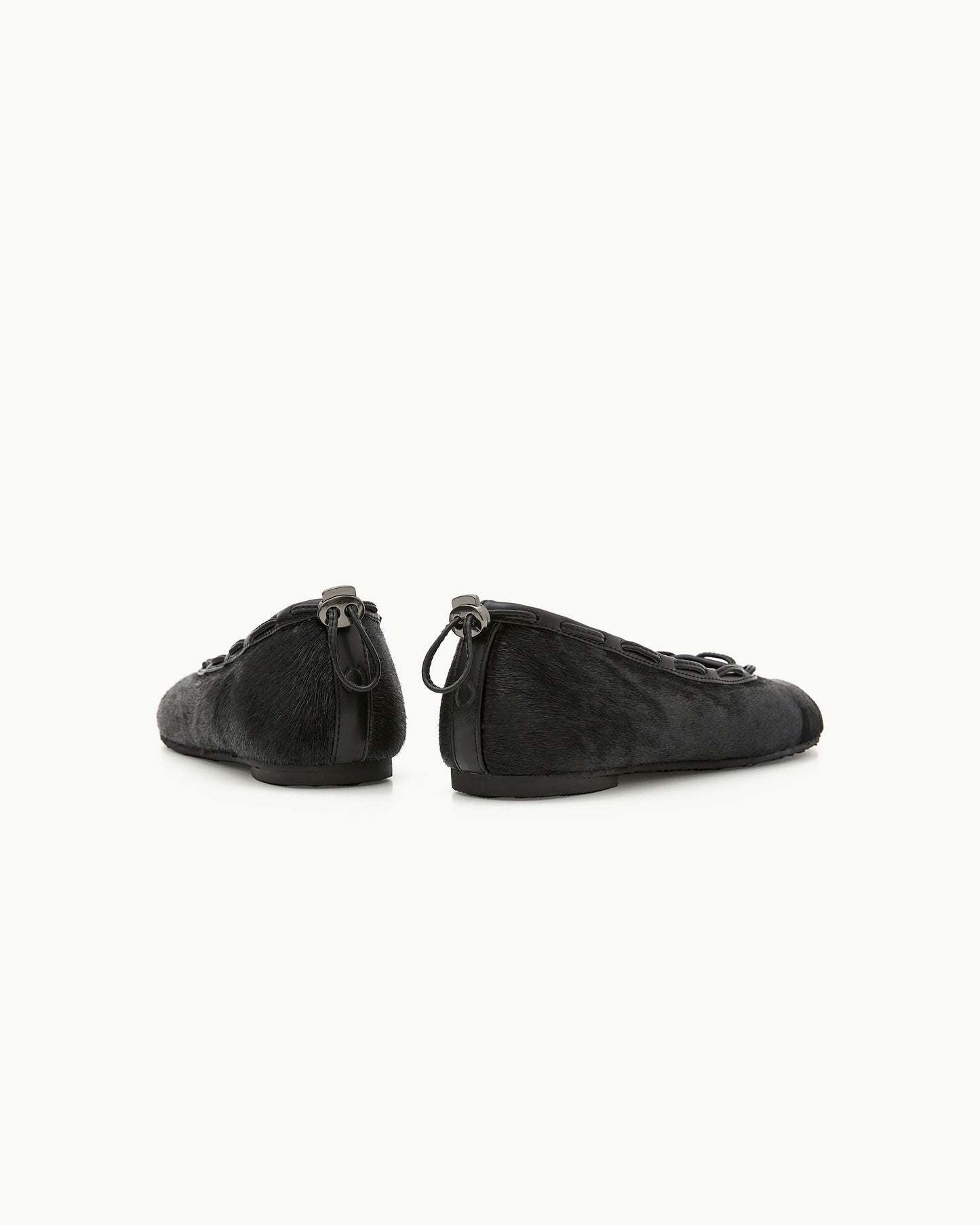 (韓國代購)PAES Calf String Flat ( Calf Hair Black ) (225-255)