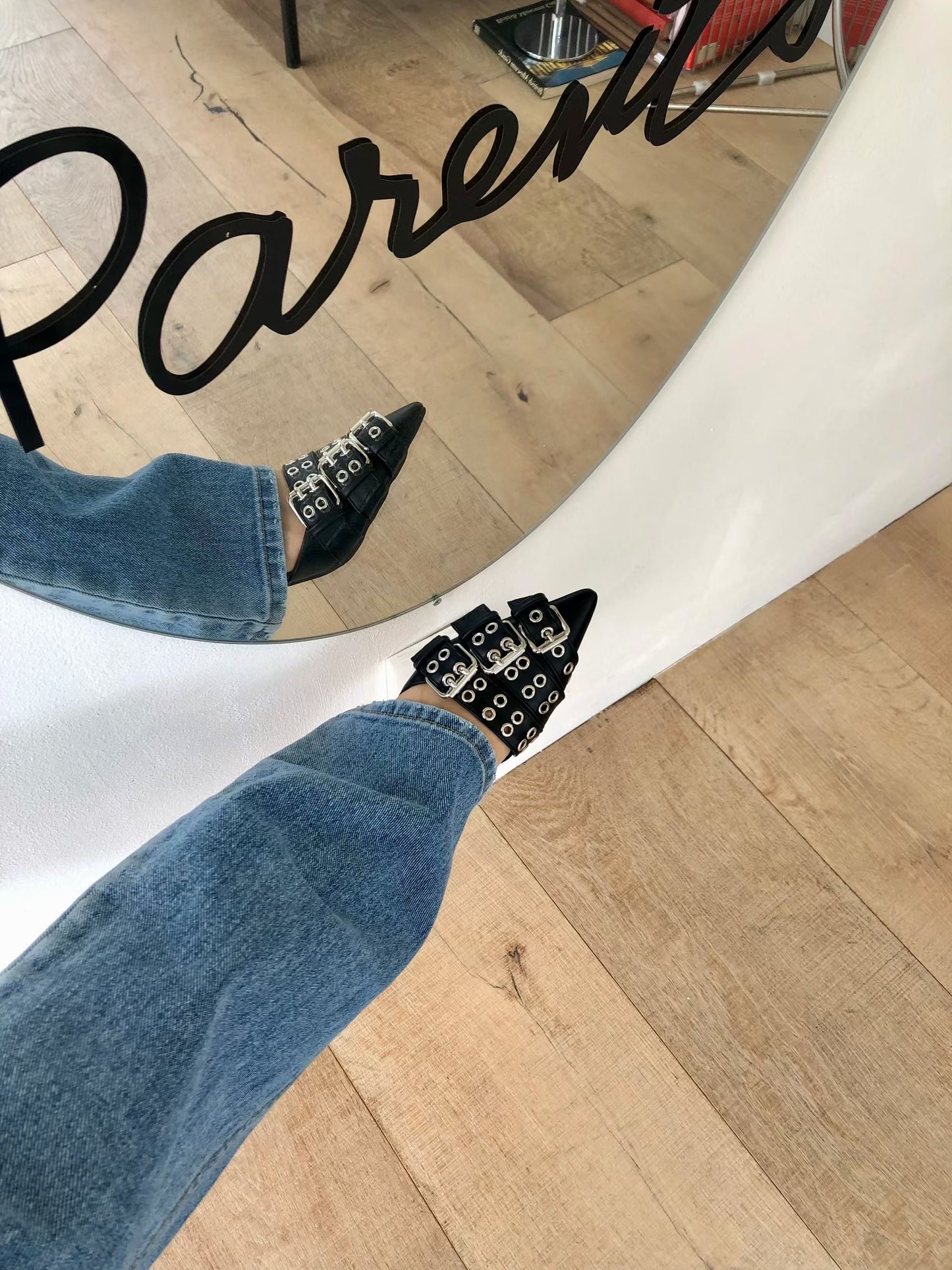 buckle heels(black/ivory)(230-250)