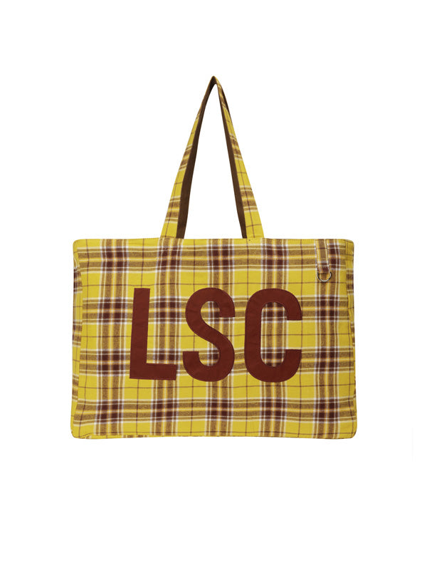 (韓國代購)LSC REVERSIBLE CHECK LOGO BIG ECO BAG (BROWN)(官方22/9後出貨)