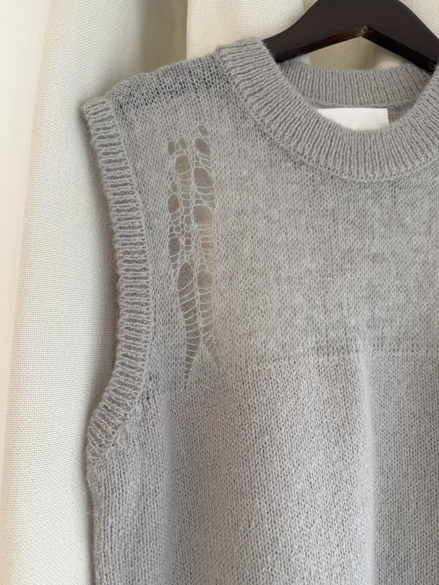 cozy knit vest（green/light grey）（現貨）